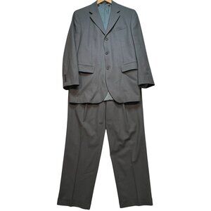 Cezani Men's 2 Piece Suit Three Button Blazer Flat Front Pants Sz 40R 32x32 Gray